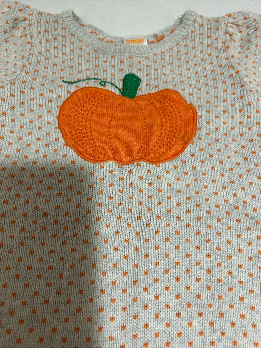 Gymboree Girls 18-24 Month Gray Orange Pumpkin Short Sleeve Sweater Dress